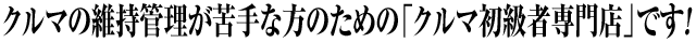 クルマの維持管理が苦手な方のための「クルマ初級者専門店」です